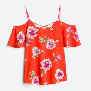 NWT KAILEIGH Valette Cold Shoulder Blouse, M, Orange Red